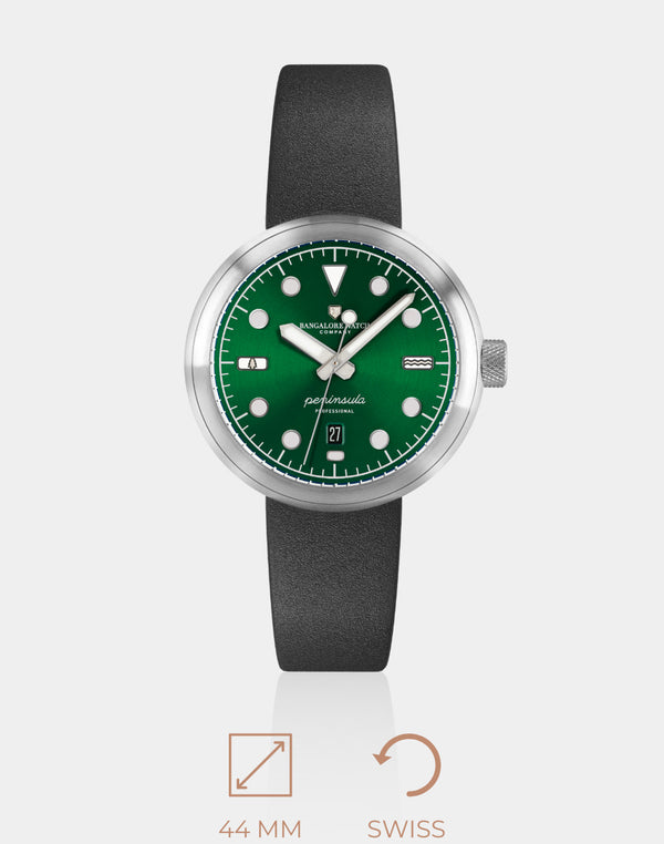 Agumbe an outdoor wristwatch celebrates beauty of India's western ghats with deep green dial color.