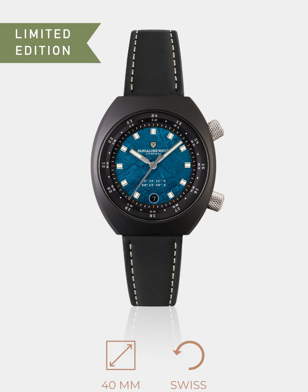 Apogee Karman Line - India’s first space-qualified wristwatch with a blue meteorite dial.